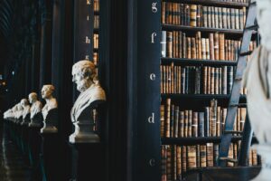 lot de livres sur étagère en bois noir